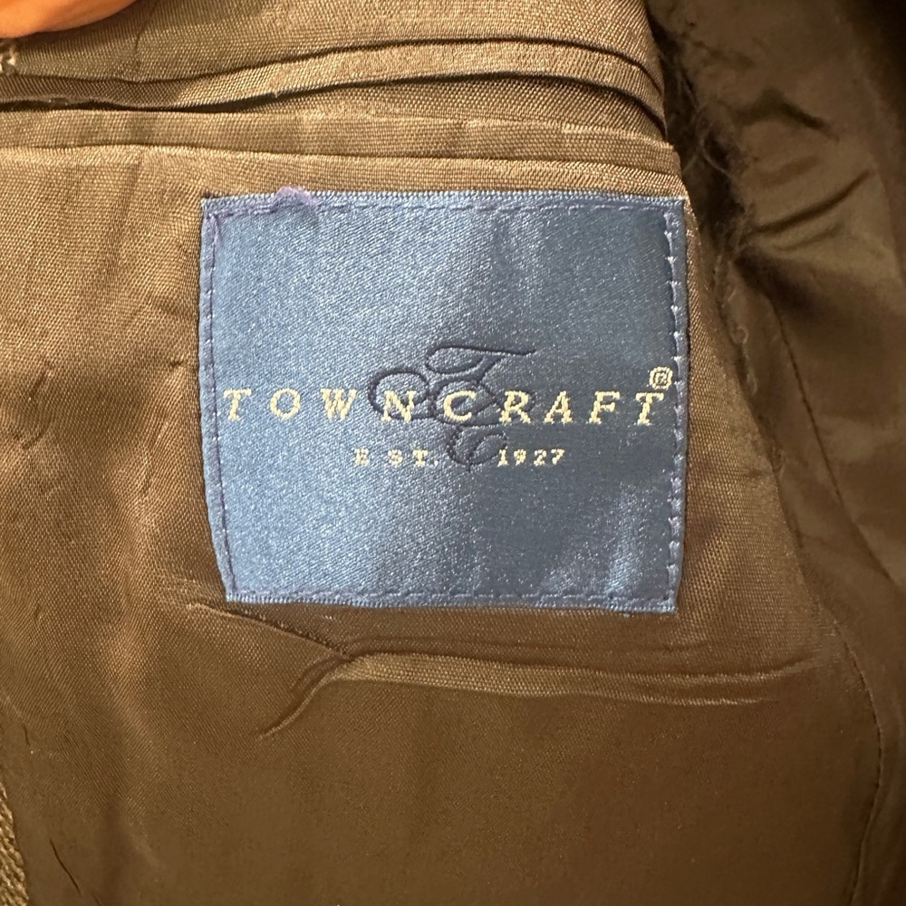 Towncraft Mens Charcoal Herringbone Wool Blazer Jacket, Men 42R, Women XL / XXL - Picture 6 of 6
